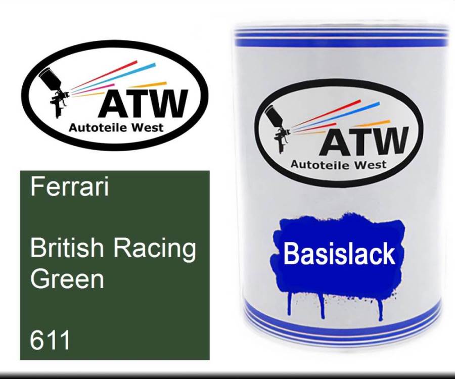 Ferrari, British Racing Green, 611: 500ml Lackdose, von ATW Autoteile West.